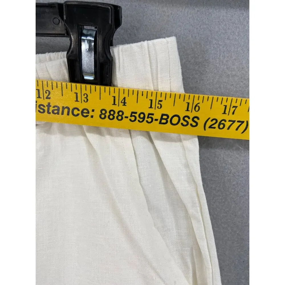 Wynne Layers Pants Womens Sz L Linen Blend Wide Leg‎ Crop in Cloud New